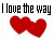 Animated contact sheet of 10 frames showing a sequence where red heart icons and text change between "I love the way" and "You love me" in pixelated style.