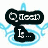 Animated pixel art icon with blue water ripple effects and black text bubbles displaying partial phrases.