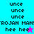 Pixelated text and star symbols on a split background with cyan, purple, pink, and blue sections.