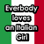 Pixelated text on Italian flag background with 'Everbody loves an Italian Girl' and 'Even if she an...' above 'IMMIGRANT!' in bold.