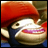 Pixelated static image of a cartoon character with red hair, white face, pink lips, and dark clothing against a blurred background.