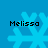 Four identical pixelated snowflakes on a blue background with the name 'Melissa' in black text above each.