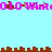 Pixelated pink text "010-Wint" repeats across a light blue background with brown cityscape silhouettes at top and bottom.