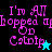 Pixelated text 'I'm All Hopped Up On Catnip' in pink on black, teal, and cyan backgrounds with a small star-shaped icon.