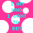 Pixelated cyan text on bright pink background with white circular shapes, displaying 'I AM WHO I WANT TO BE!!!' in blocky font.