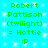 Green text on cyan background reads "Robert Pattison (twilight) = Hottie" with a smiley face, repeated twice in a
