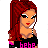 Pixel art of a woman with red hair and black top, pink maze-patterned pants, and text "bebe" on her shirt; adjacent show body parts and animated shapes