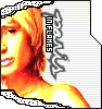 six identical pixelated images showing a person with blonde hair and orange-toned skin, each featuring the text "IMFUCHS" in stylized gray lettering on a white background