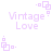 Pixelated light purple text 'Vintage Love' with a small square-and-dot animation above it on white background.