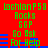 Red background with green text and blue horizontal bars repeating in a pattern