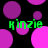 Green text 'kinzie' appears over a black background with shifting purple and pink circular shapes.