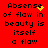 Red background with black text reading 'Absense of flaw in beauty is itself a flaw' and yellow pixelated sparkles appearing at the top-right corner.