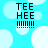 A static image with a light blue background featuring white cloud shapes and black text reading "TEE HEE !!!!!!!" in a pixelated font.