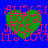 Green heart shape with red text on blue background; text reads 'ALL LUV! IT'S LUV!' in pixelated font; four identical