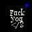 Pixelated text 'Fuck You' with a heart symbol above it, displayed on black background.