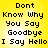 Yellow background with black pixelated text reading 'Don't Know Why You Say Goodbye I Say Hello' in four identical quadrants.