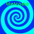 Four identical blue and cyan spiral patterns arranged in a , each with green 'Welcome' text above it on a cyan background