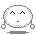 Four pixelated circular faces with closed eyes and pink mouths in various states of animation on a gray background.