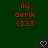 Red pixelated text 'ily derik (333)' appears twice on a dark green background with two pink heart symbols below.