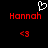 Pixelated red text 'Hannah' appears twice on black background with white heart symbol above left instance and red '<3' below both instances.