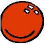Four orange circular icons arranged in a 2x2 grid, each with black outlines and white highlights that change position across frames to simulate motion.