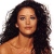 Pixelated portrait of a person with long dark hair, light skin tone, and neutral expression against white background.
