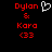 Red pixelated text 'Dylan & Kara <33' appears twice on a black background with one instance featuring a white heart outline icon.