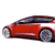 Red sedan with dark roof and silver wheels viewed from side, pixelated rendering on white background.