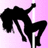 Black silhouette of a woman dancing on a pole against pink background, with one frame showing "boo" text overlay.
