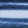 Pixelated blue and white abstract shape with horizontal bands and a curved form against a dark blue background.