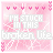 Pink background with white crackle pattern, text "I'M STUCK IN THIS BROKEN LIFE" in light gray and pink pixelated font