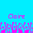Pixelated text and abstract shapes on a bright blue background with pink and purple elements.