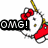 Animated pixel art of a white cat with red bow and red sleeves, displaying sequential text: 'OMG!', 'They Killed', 'Hello Kitty!', 'Those Bastards!' on black backgrounds.