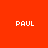 A static image divided into four quadrants with text "PAUL" in white pixelated font on red, peach, and white backgrounds.