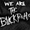 A two-frame contact sheet showing a band's name in graffiti-style text on the left and five members of the band standing together on the right, both frames with dark backgrounds.