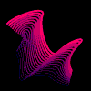 16 abstract, wave-like shapes with layered lines in varying colors against a black background