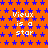 Orange background with blue stars and repeated white text "Vieux is a star" in pixelated font.