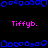 Pixelated blue and pink text 'Tiffyb.' repeated across a black background with blue decorative borders.