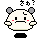 Pixel art character with gray ears, red cheeks, and black eyes in four variations showing hand positions and mouth expressions.