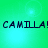 Green background with repeated pixelated text 'CAMILLA! CAMILLA!' in dark blue, featuring light blue circular highlights.