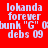 Red background with white pixelated text reading 'lokanda forever bunk "G" deb's 09' in four identical quadrants.