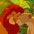 Pixelated image of two animated characters in a close embrace, one with long red hair and orange clothing, the other with light brown hair and green clothing, against a blurred green and yellow background.