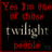 Pixelated image with red text reading 'Yes I'm one of those twilight people' on black background, a person wearing pink heart-shaped glasses, and a group scene with a single pink heart overlay.