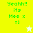 Green pixelated text 'Yeahh!! its Mee x =]' on yellow and white backgrounds with a star icon changing from white to yellow.