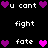 Pixelated text and heart symbols arranged in a pattern on black background, with alternating purple and pink hearts