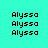 nine identical pixelated 'Alyssa' text blocks on a cyan background, with green rectangular overlays in specific positions