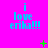 Bright pink background with repeated cyan text "i love erika!!!" in three , green plus and X symbols scattered across the image