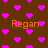 Brown background with scattered pink pixelated hearts and orange text reading 'Regan' in multiple positions.