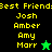 A split-screen animation shows two versions of a buddy list with names Josh, Amber, Amy, and Marr under 'Best Friend' text; one version has a green star icon while the other has a black star.