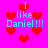 Pixelated icon with bright pink background, red hearts, and cyan text reading 'I like Daniel!!!' in two identical sections.